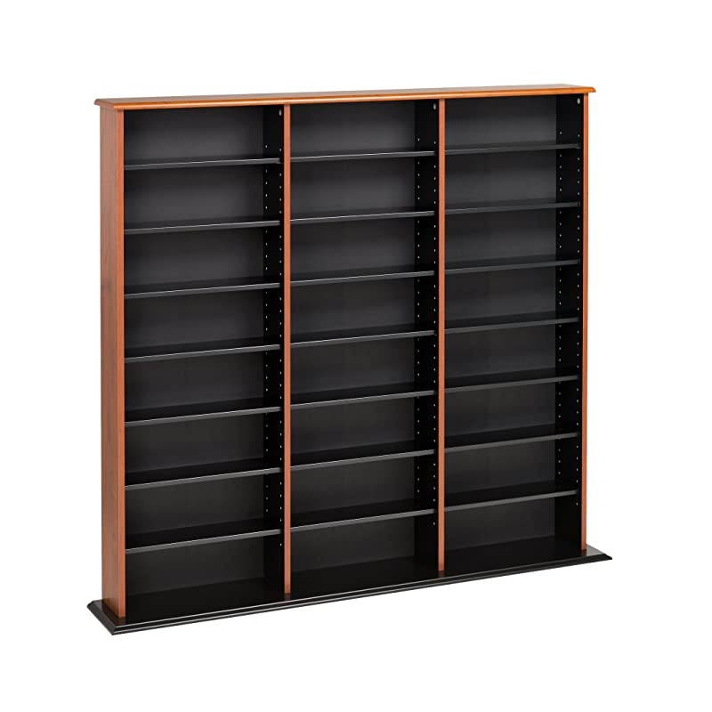 Triple Width Wall Storage Cabinet, Cherry and Black