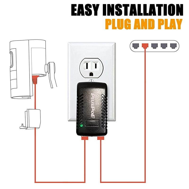 PoE Injector Adapter, IEEE802.3af Compliant Power Over Ethernet Supply for Most Cisco/Polycom/Aastra/Ubiquiti Security IP Camera IP Voip Phones AP and More, 10/100Mbps