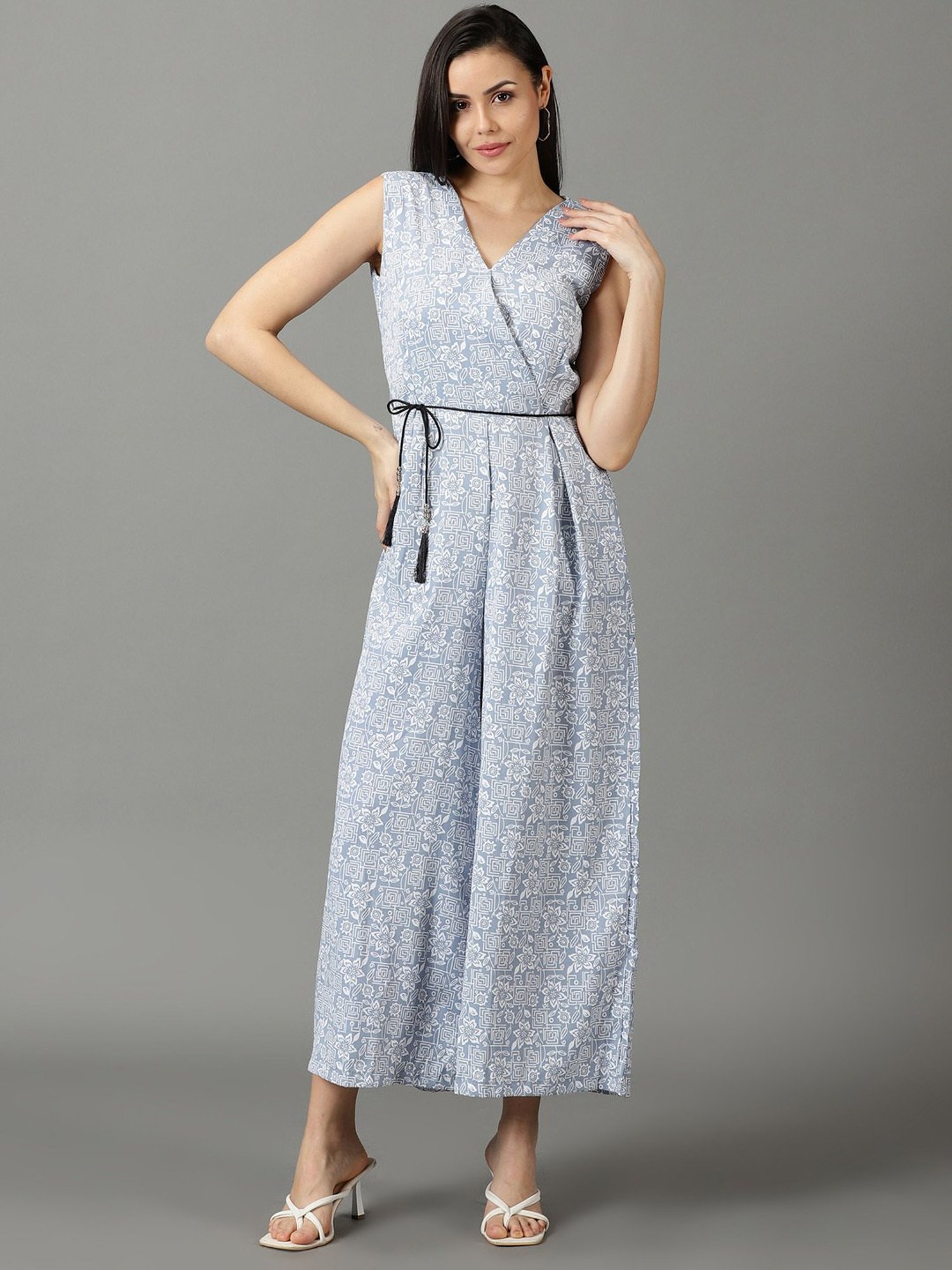 SHOWOFF Light Blue Floral Print Jumpsuit