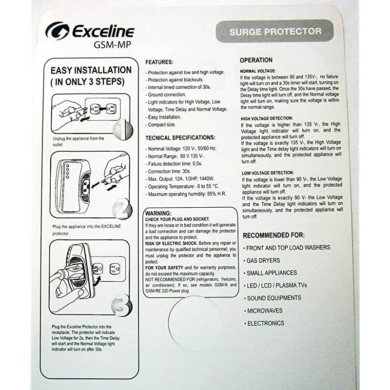 Surge Protector for Front and Top Load Washers, Gas Dryers, LED, LCD and Plasma Tv's