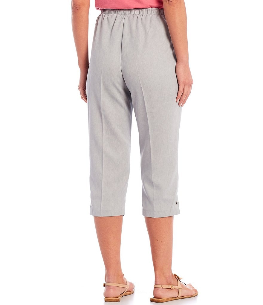 Allison Daley Microfiber Twill Silver Ring Embellished Hem Detail Pull-On Capri Pants