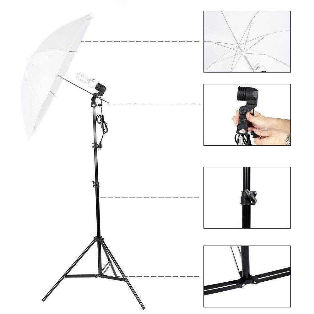 Hot Photo Video Studio White Umbrella Reflector Photography Stand Lighting Kit