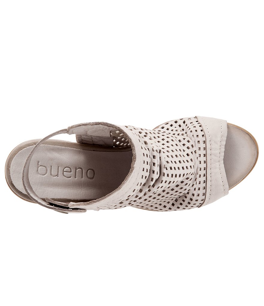 Bueno Udo Perforated Leather Slingback Block Heel Sandals