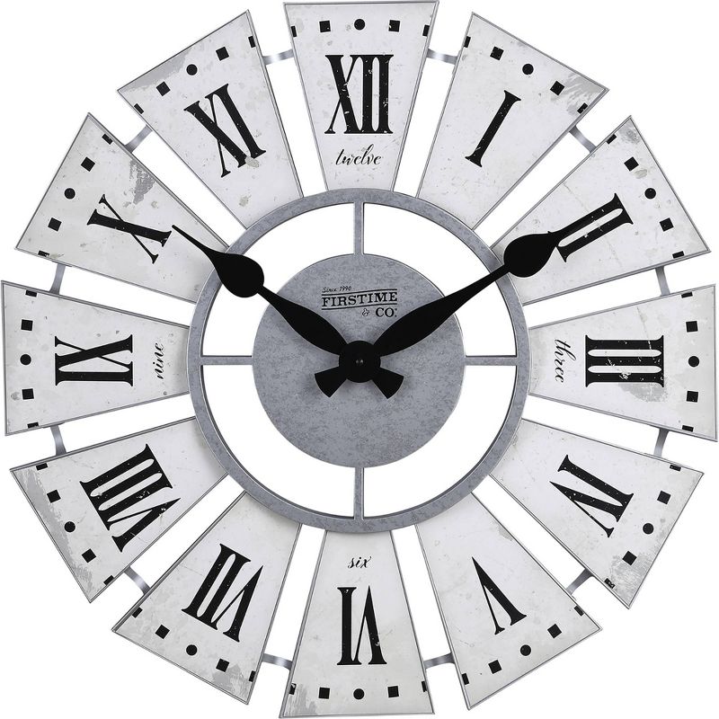 Numeral Farmhouse Windmill Clock White - FirsTime