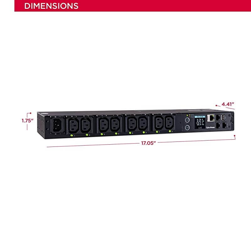 PDU41004 Switched PDU, 100-240V/12A, (Derated to 12A UL /10A CE), 8 Outlets (C13), Input (C14) 10 ft. Cord, 1U Rackmount, 3 Year Warranty - Black