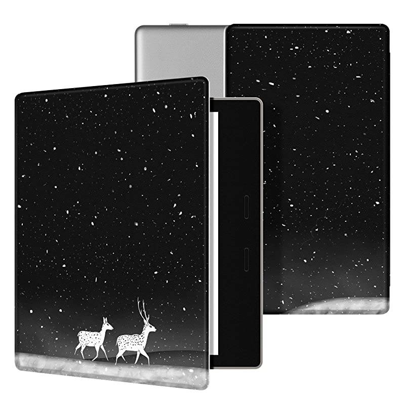 Colorful Case for All-New Kindle Oasis (10th Gen, 2019 Release & 9th Gen, 2017), Premium PU Leather Cover with Auto Wake/Sleep, Strong Adsorption for 7&rsquo;&rsquo;Kindle Oasis, The Boy and Fox