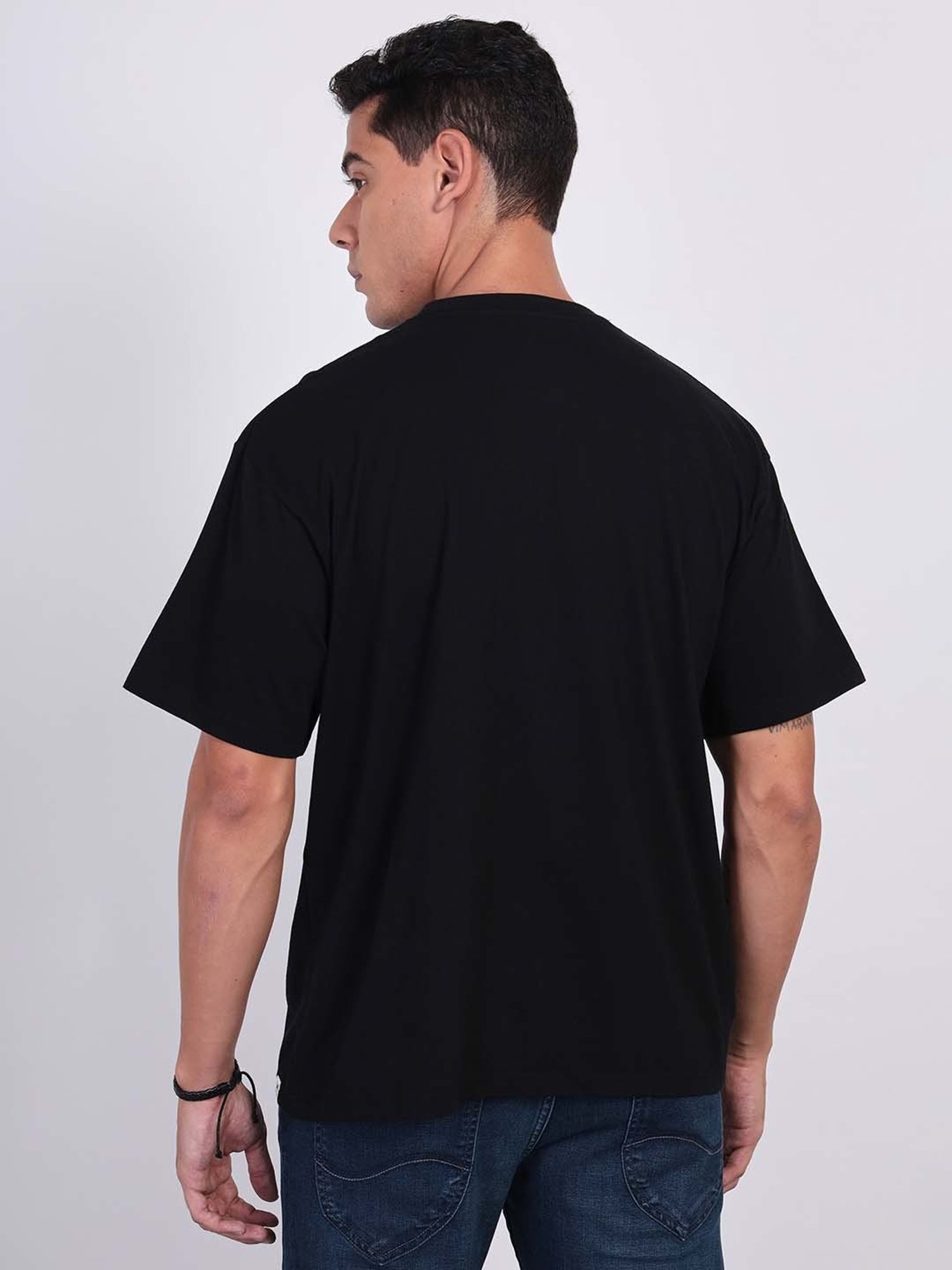 Lee Black Loose Fit Logo Print Cotton Oversized Crew T-Shirt