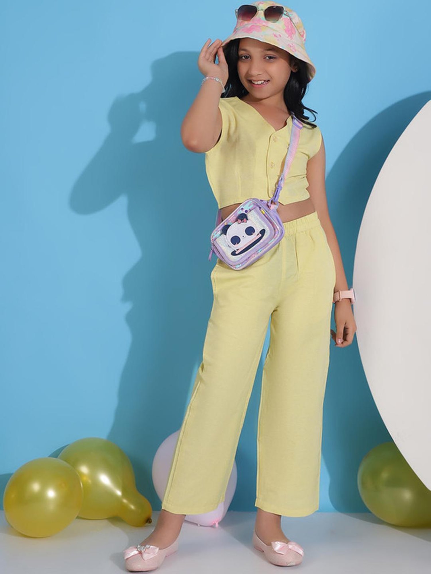 NEUDIS Kids Yellow Solid Shirt with Trousers