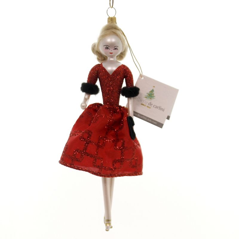 Italian Ornaments 6.75" Lady In Red Italain  -  Tree Ornaments