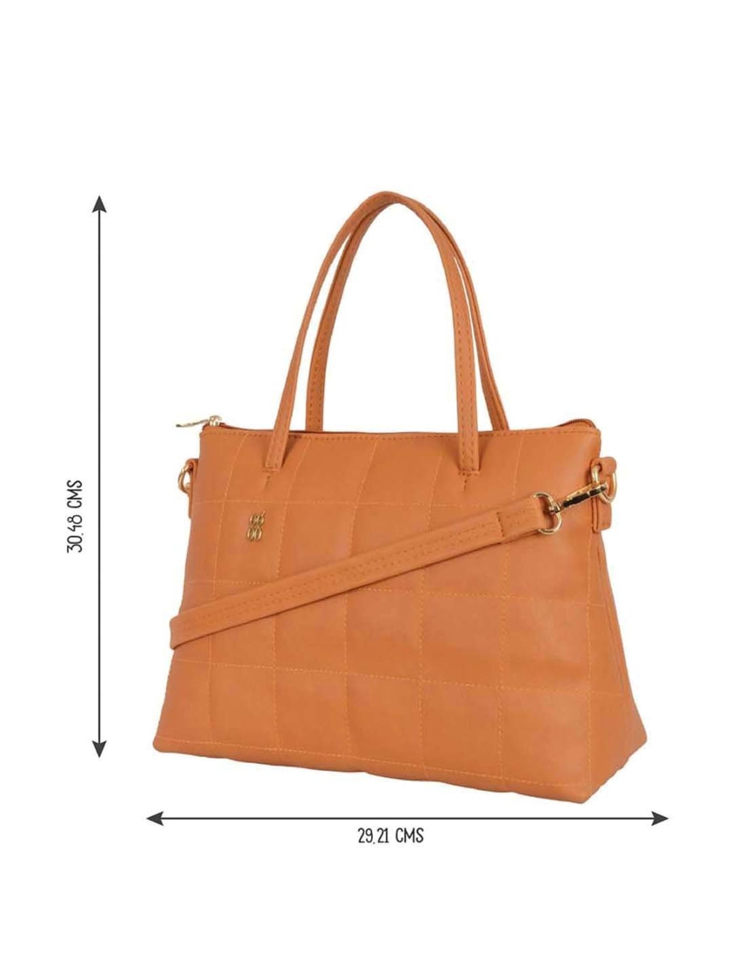 Baggit Orange Quilted Medium Tote Handbag