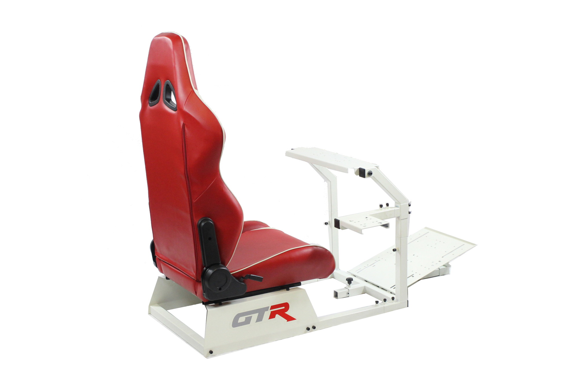GTR Simulator GTA-WHT-S105LBK GTA Model Racing Simulator White Frame with Black Real Racing Seat, Driving Simulator Cockpit Gaming Chair with Gear Shifter Mount