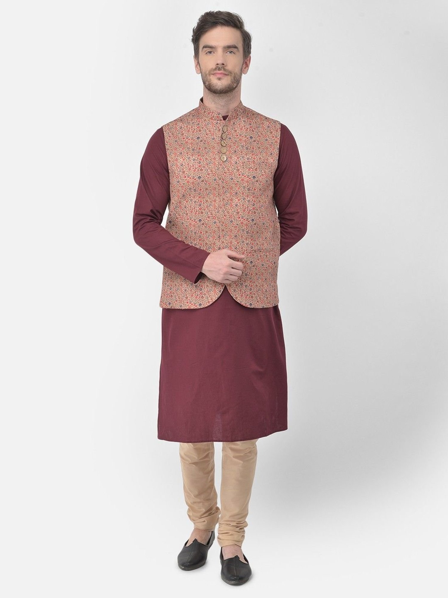 Fabindia Multicolor Regular Fit Printed Cotton Nehru Jacket