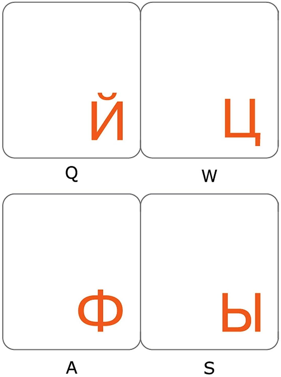 Russian Transparent with Orange Lettering Stickers for PC Keyboards LAPTOPS Desktop