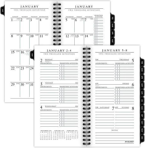 Executive Pocket Size Weekly/monthly Planner Refill, 3 1/4 X 6 1/4, White, 2017