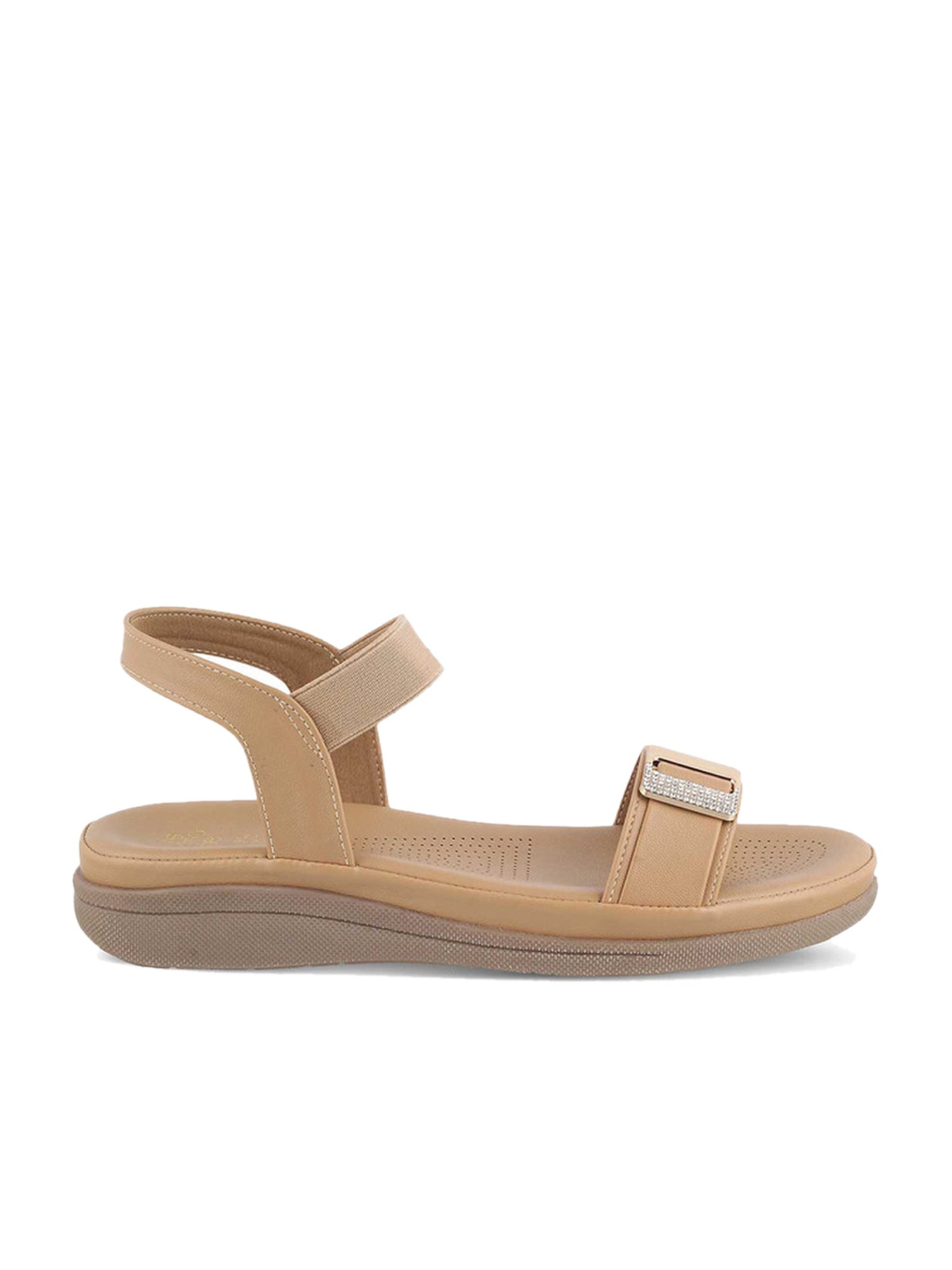 Tresmode Women's Beige Ankle Strap Sandals