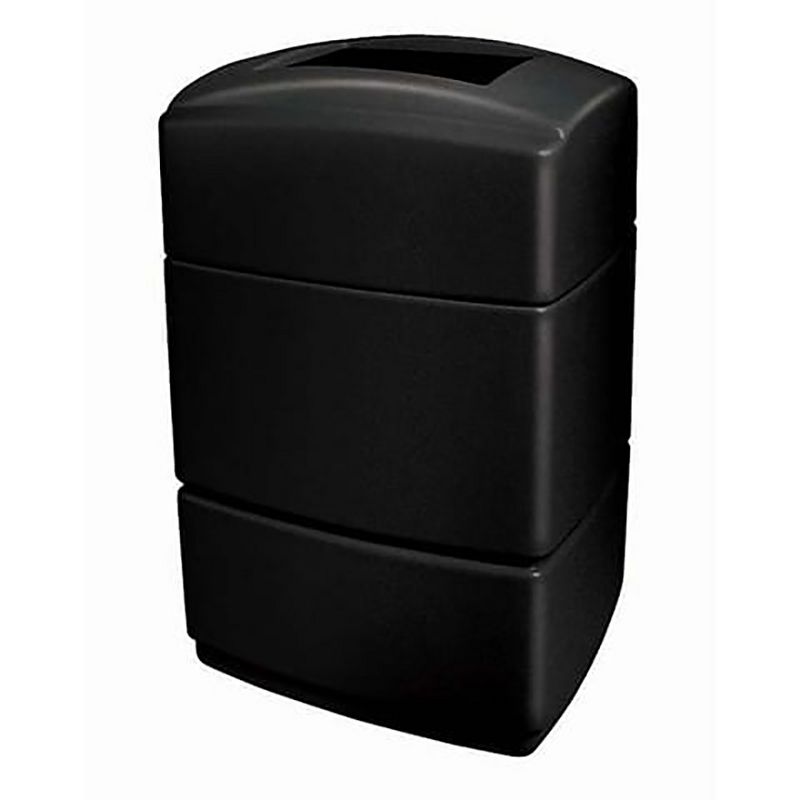 Commercial Zone 733101 Open-Top Rectangular 40 Gallon Waste Trash Container Garbage Bin with Telescoping Lid, Black