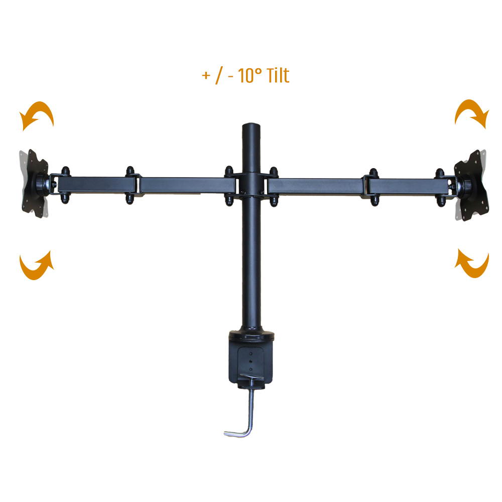 Koramzi Desk Dual Mount Stand for LCD/LED Monitor and TV Heavy Duty Fully Adjustable Arms and height, Fits 10" to 30" Monitors and TVs Includes wire clips- KWM1421 (Dual Arm)