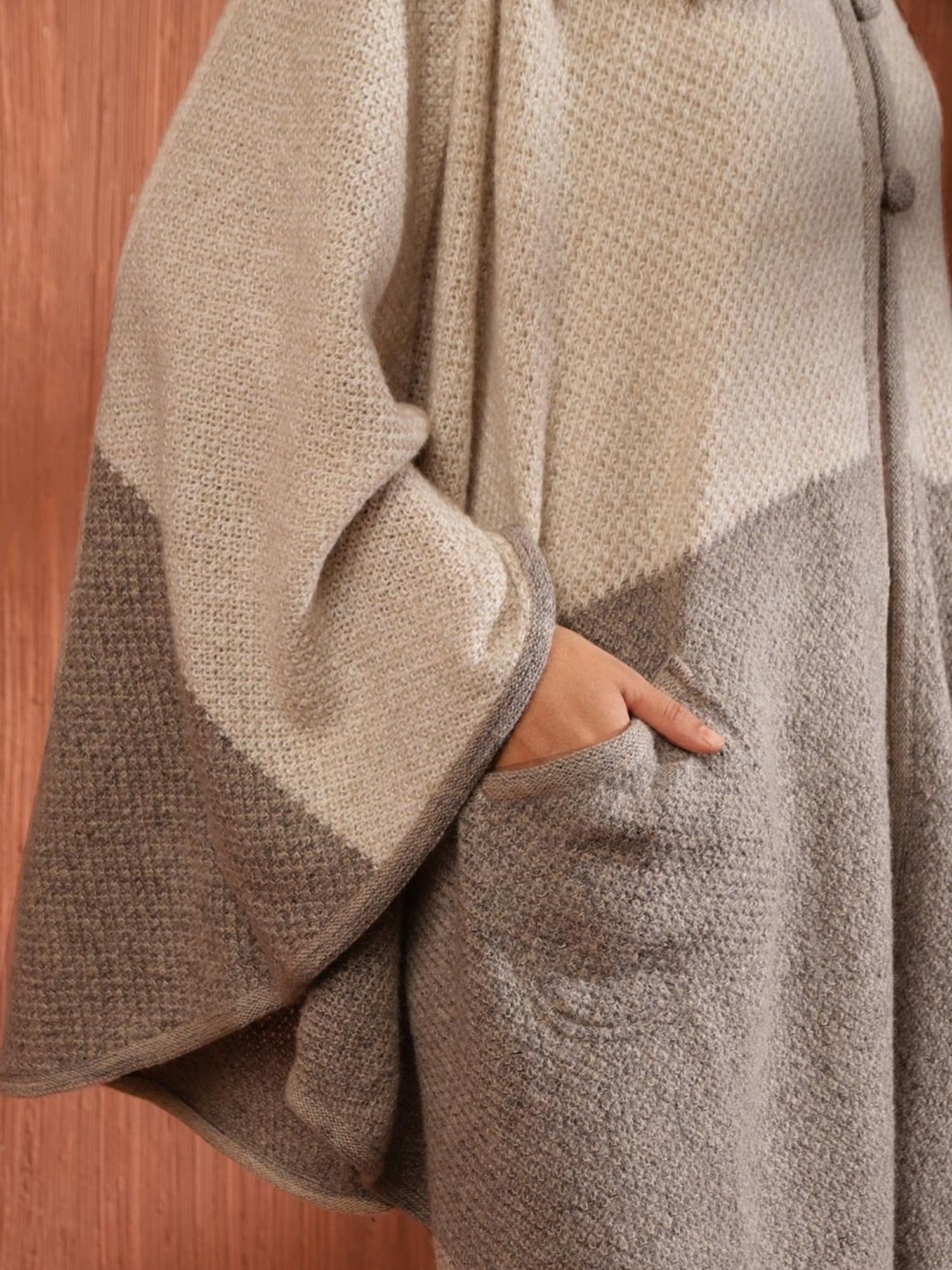 Fabindia Beige & Grey Self Pattern Shrug