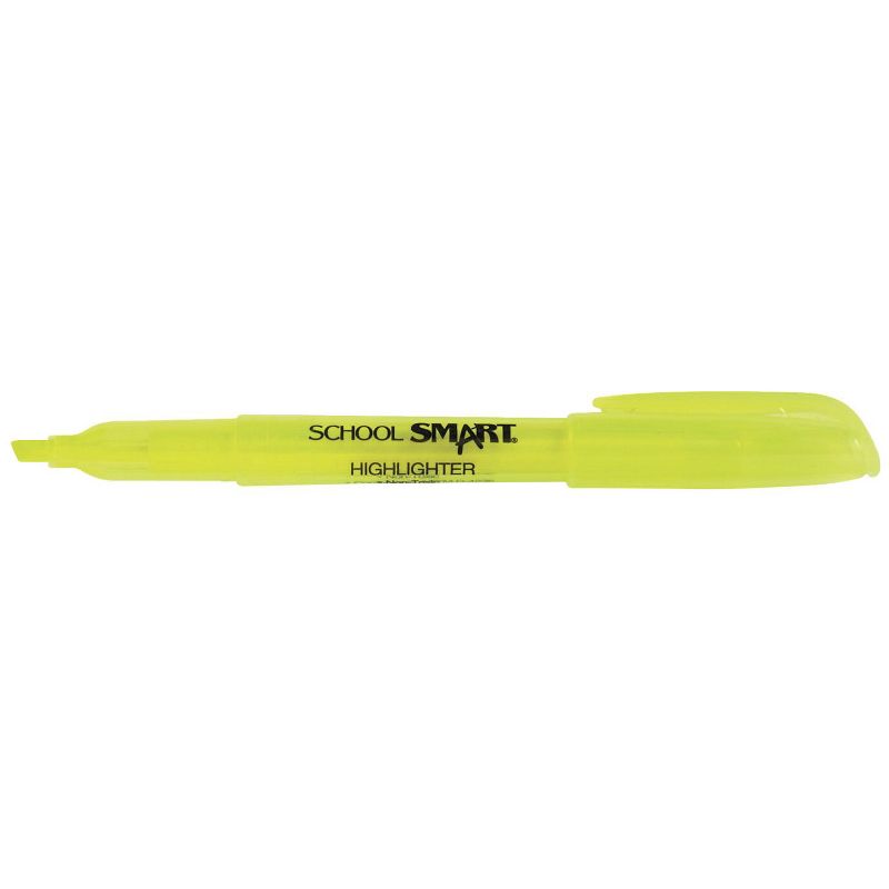 School Smart Highlighter, Chisel Tip, Pen Style, Yellow, pk of 48