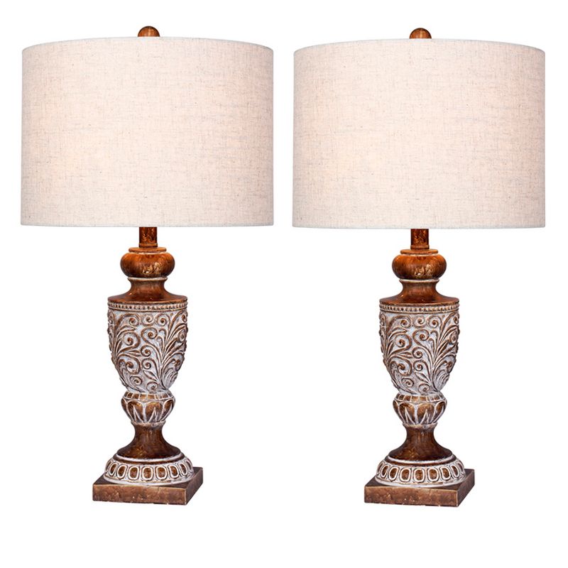 Distressed, Decorative Resin Table Lamps in Antique Brown  - Fangio Lighting