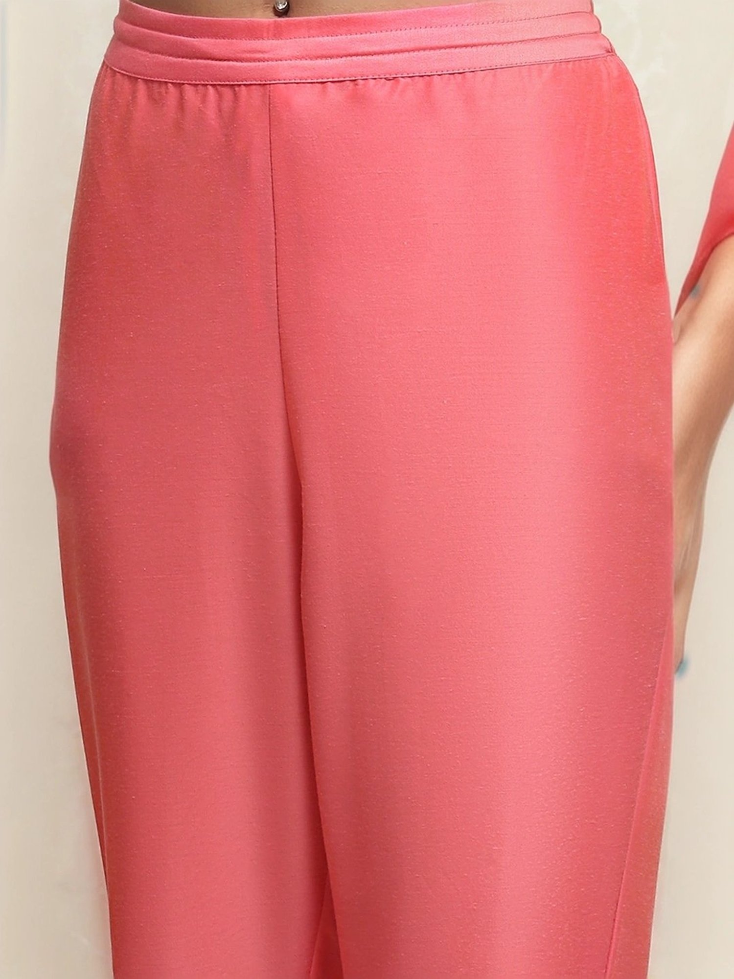 Biba Pink Embroidered Kurta Pant Set With Dupatta