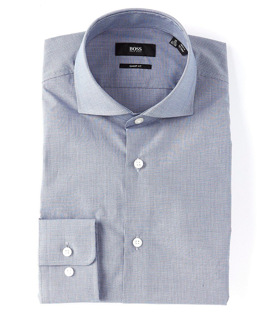 Hugo Boss Non-Iron Slim Fit Spread Collar Micro Print Dress Shirt