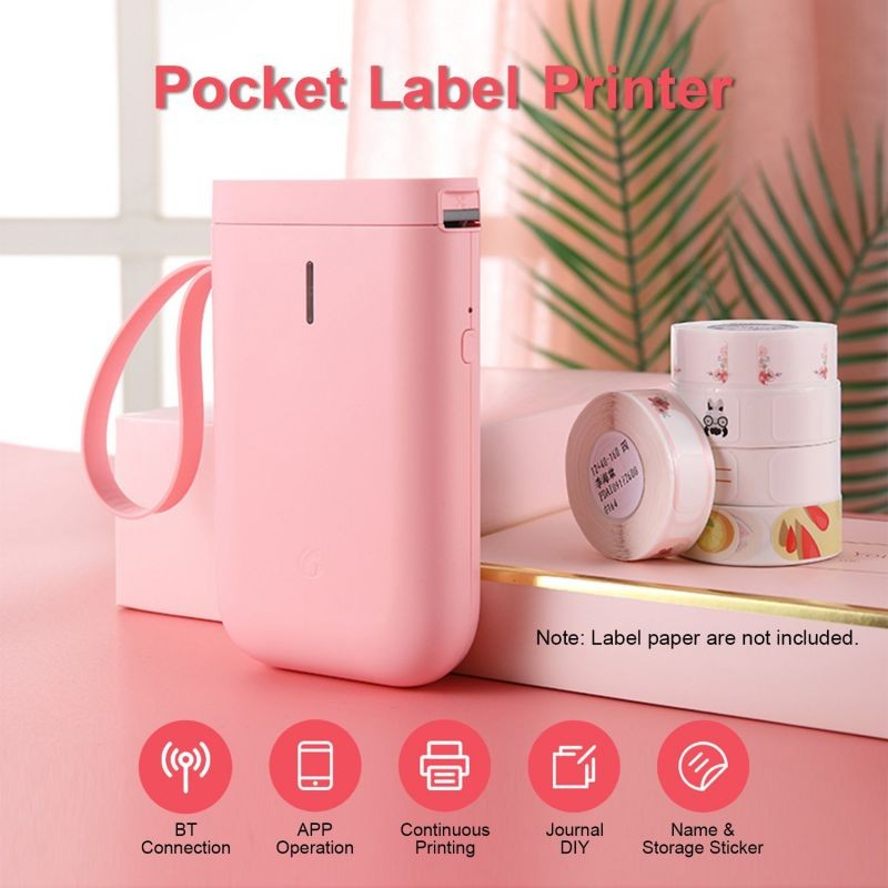 Portable Handheld Thermal Label Printer Wireless BT Label Maker Sticker Machine Compatible with iOS Android Smartphone for Home Office School Supermarket Store Labeling Barcodes