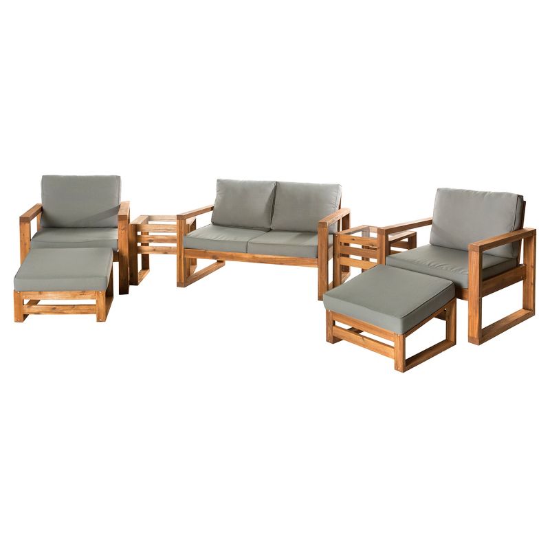 7pc Hudson Open Side Outdoor Patio Chat Set - Saracina Home