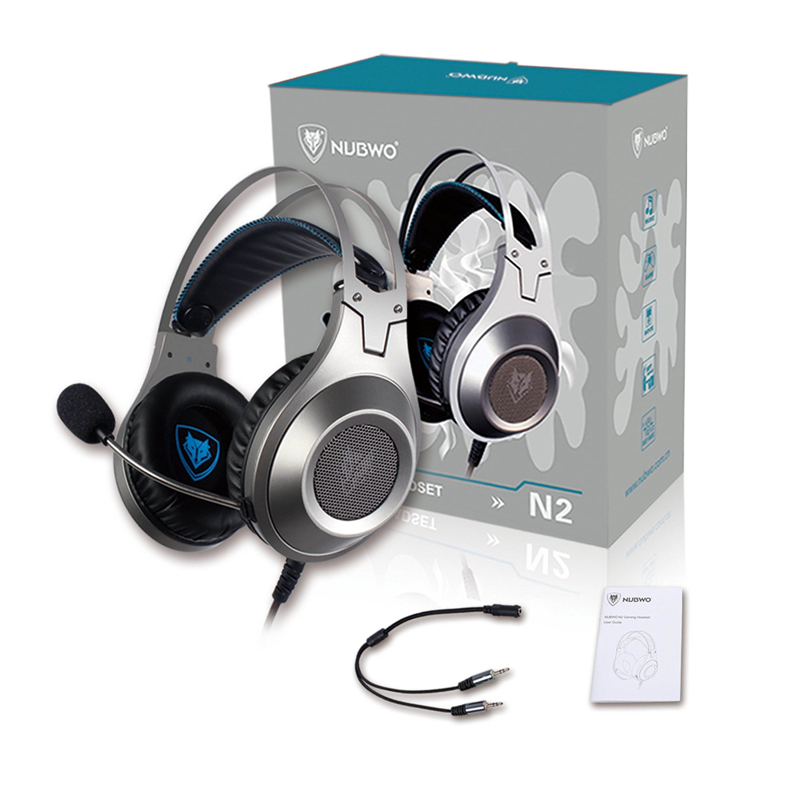 PS4 Xbox One PC Headset Gaming, Stereo Gamer Headphones with Microphone Headset Mic Computer Play station 4 Xbox 1 Game - Silver