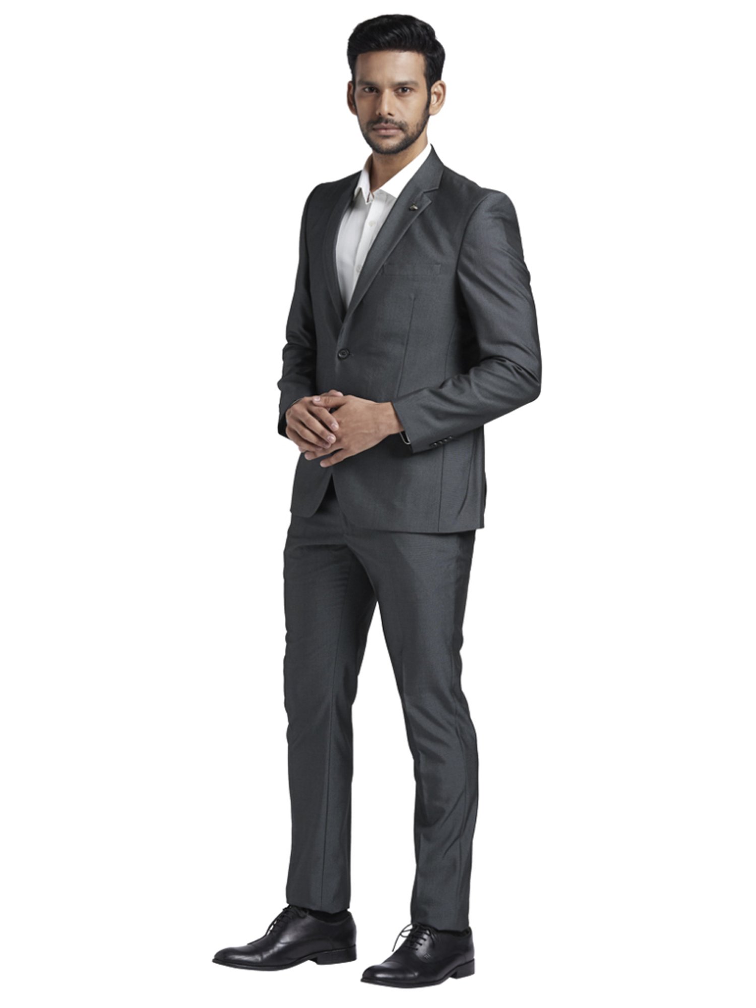 Parx Grey Regular Fit Two Piece Suit