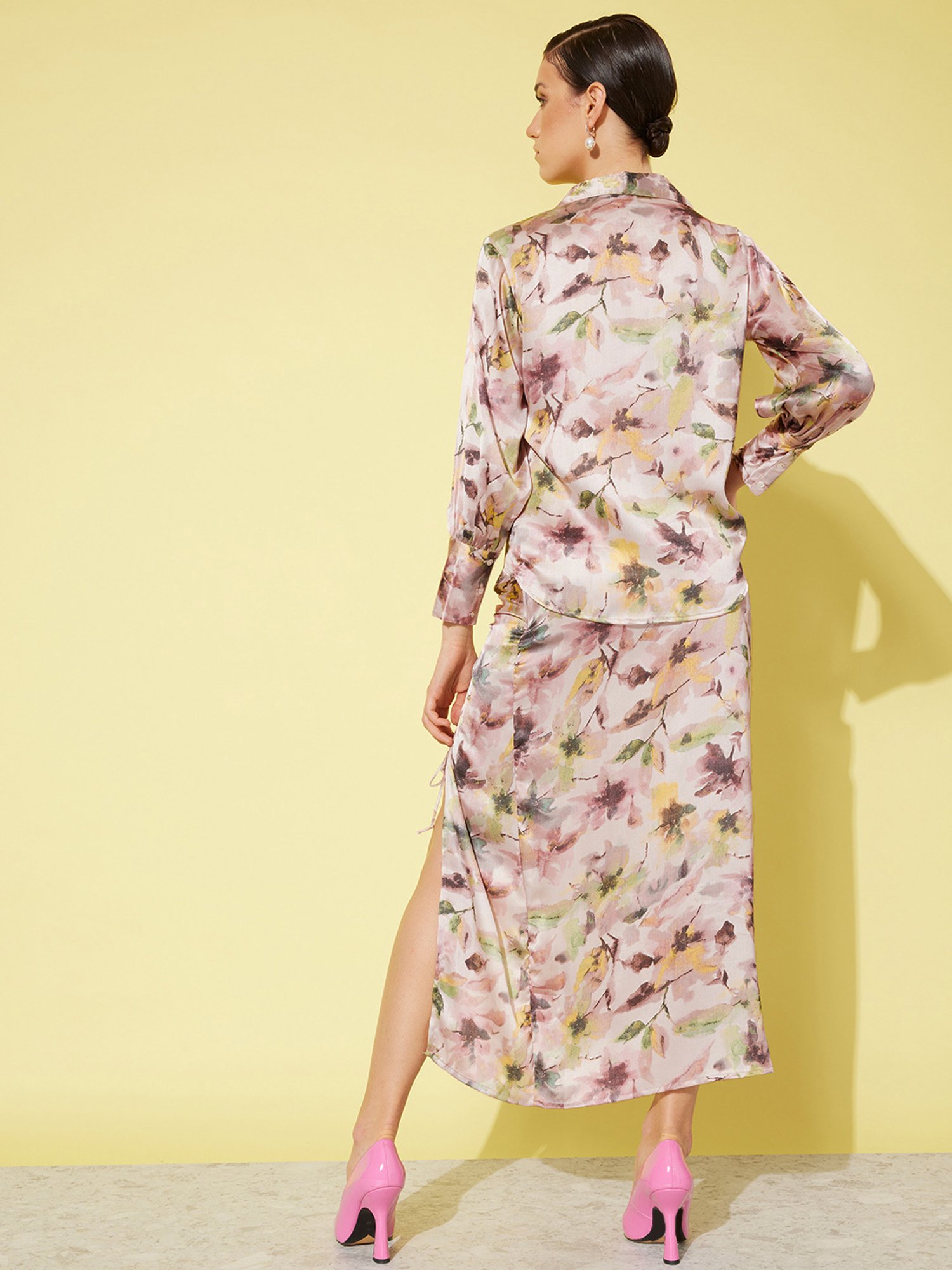 Anvi Be Yourself Peach Floral Print Shirt