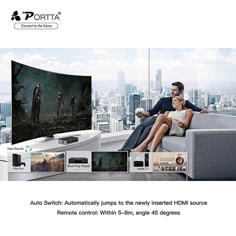 HDMI Premium 3 Port 3X1 Switch/Switcher Version 2.0 4K x 2K @60Hz Full 3D Support HDCP 2.2 for Input DVD PS4 Blue-Ray to Output HDTV