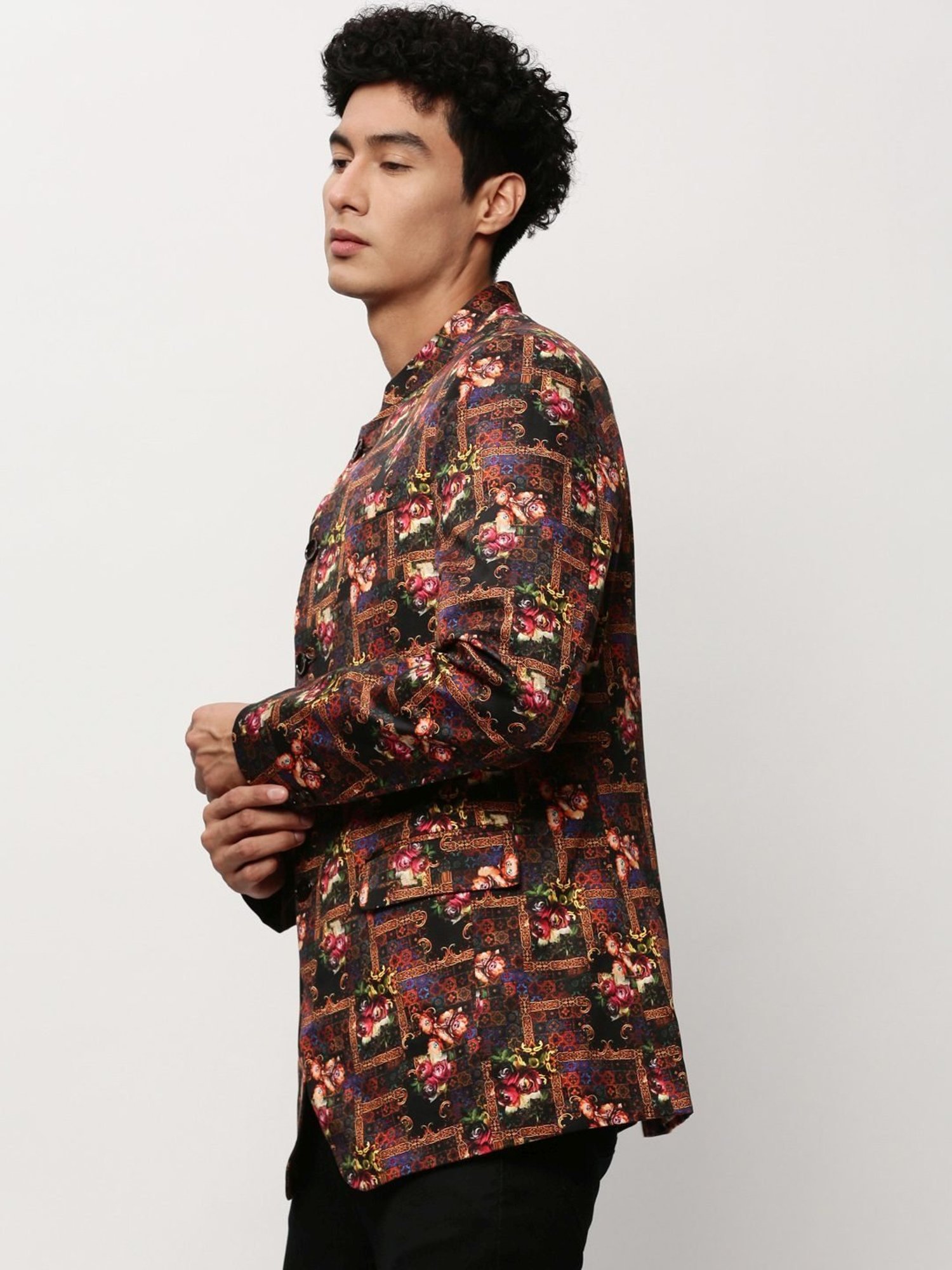 Hangup Cream Regular Fit Ethnic Blazer