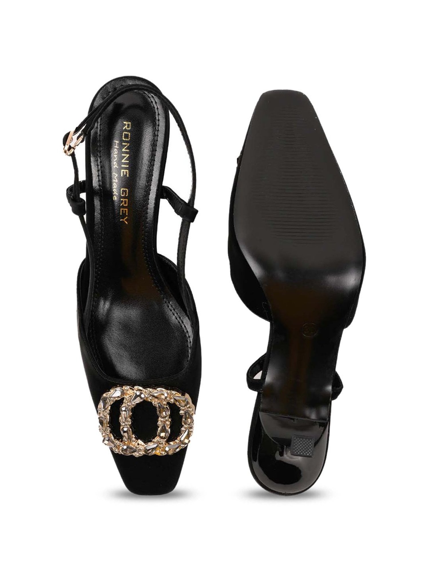 Ronnie Grey Women's Black Back Strap Stilettos