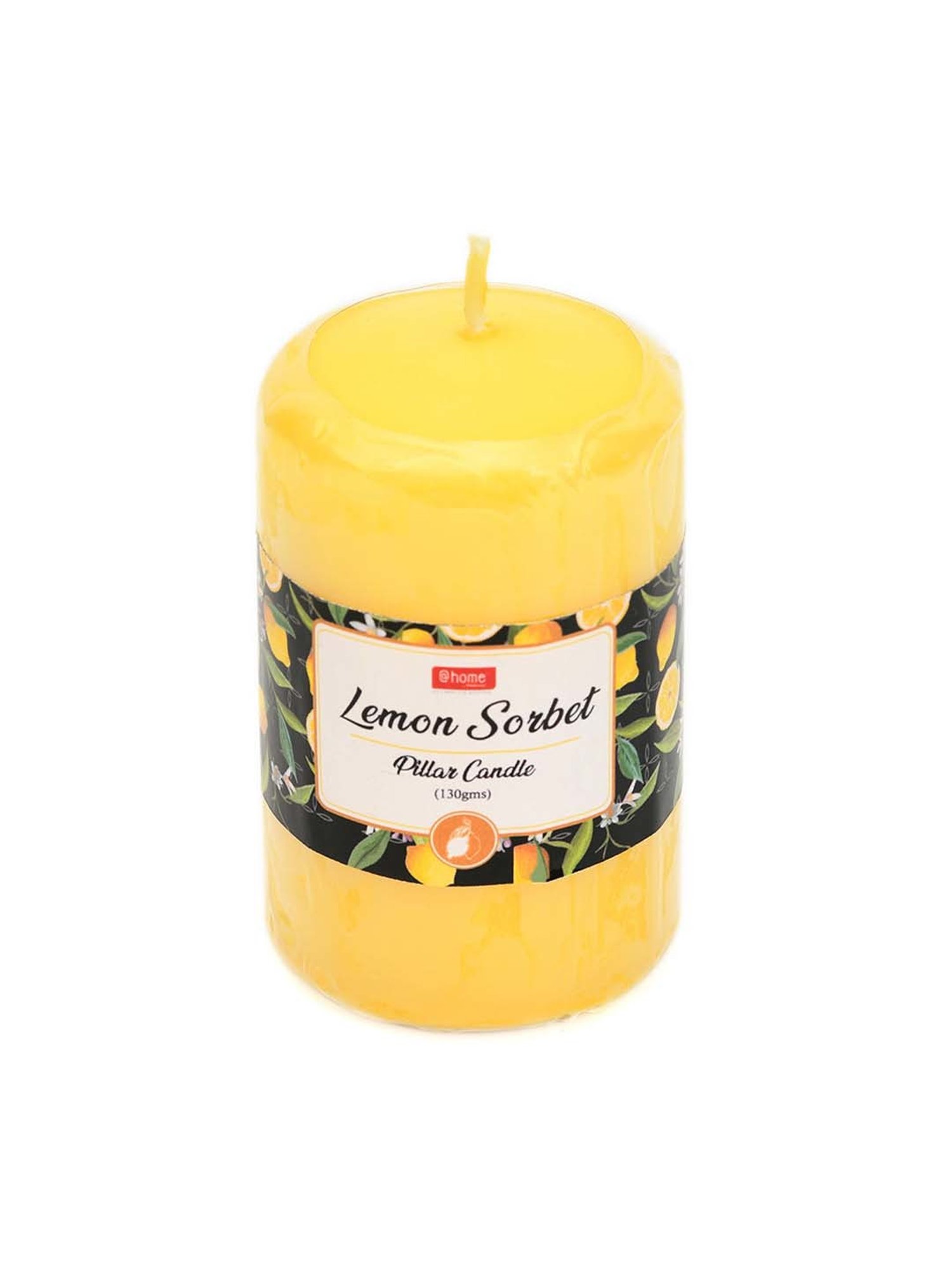 @home Yellow Lemon Sorbet Pillar Candle