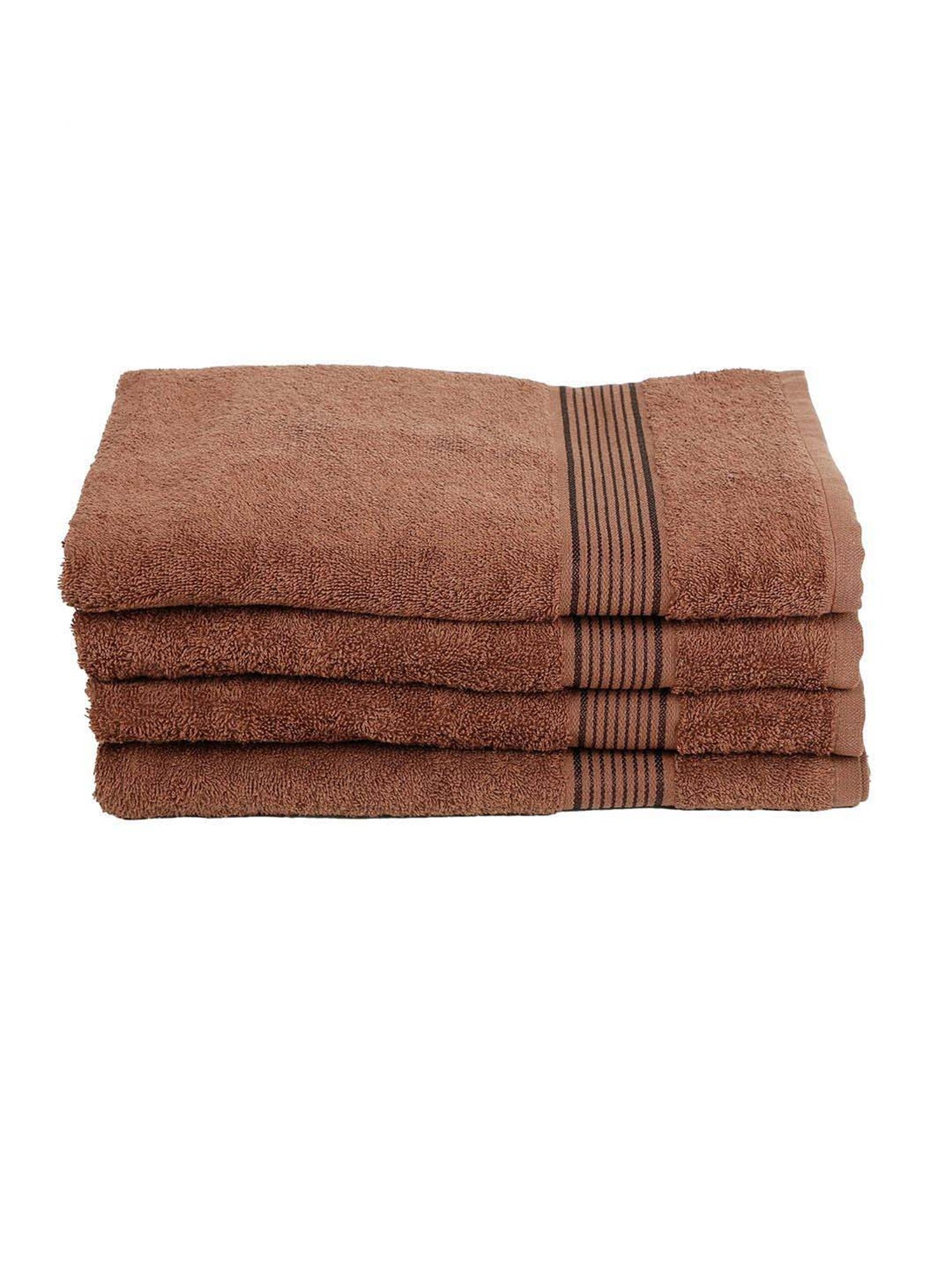 LORENA 100% Cotton Super-Soft Terry Towels -4pc Bath Towel (d`ross) solid-brown