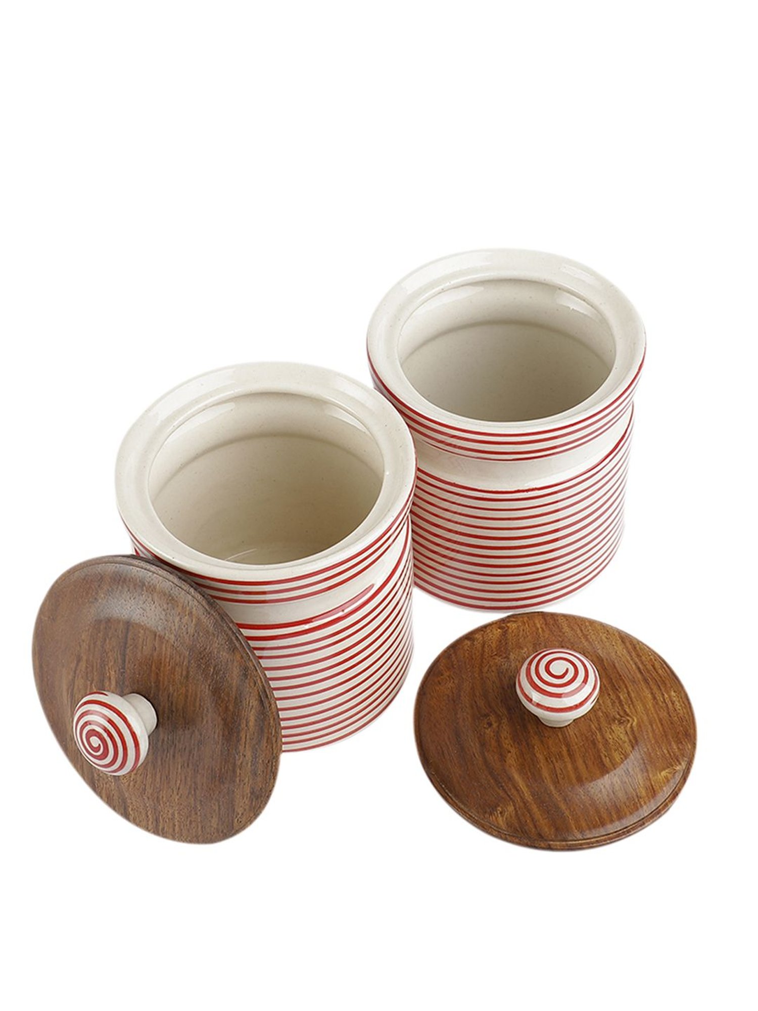 VarEesha Red Ceramic Cylindrical Jars - Set of 2