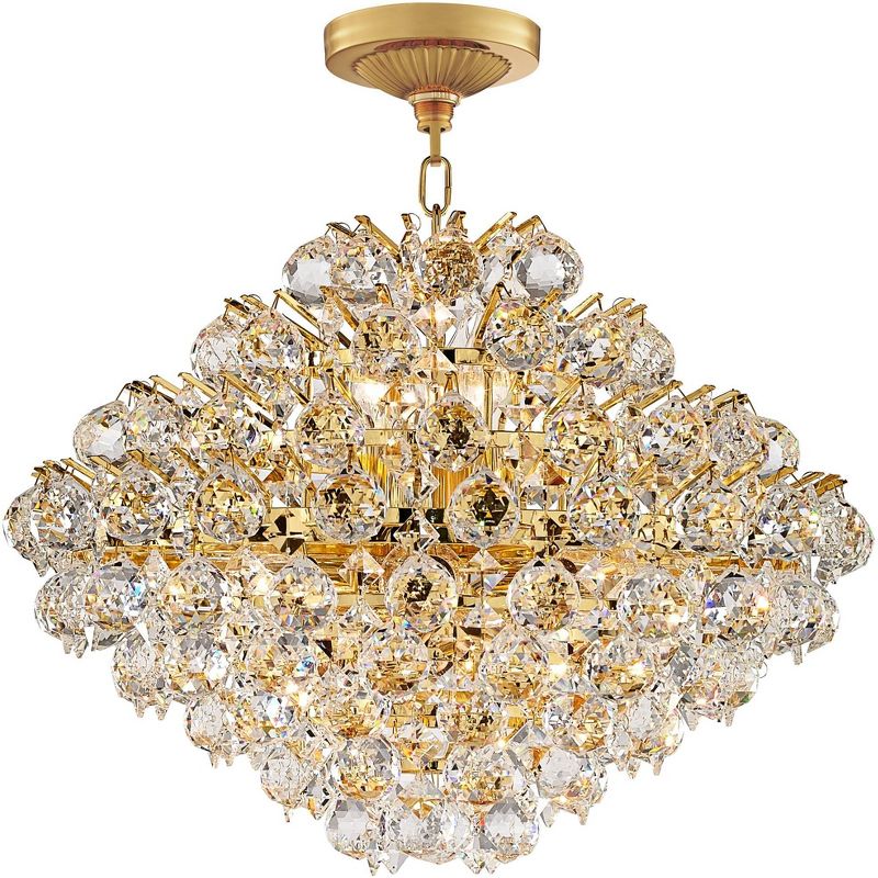 Vienna Full Spectrum Gold Crystal Pendant Chandelier 20" Wide 16-Light Fixture for Dining Room House Foyer Kitchen Island Entryway