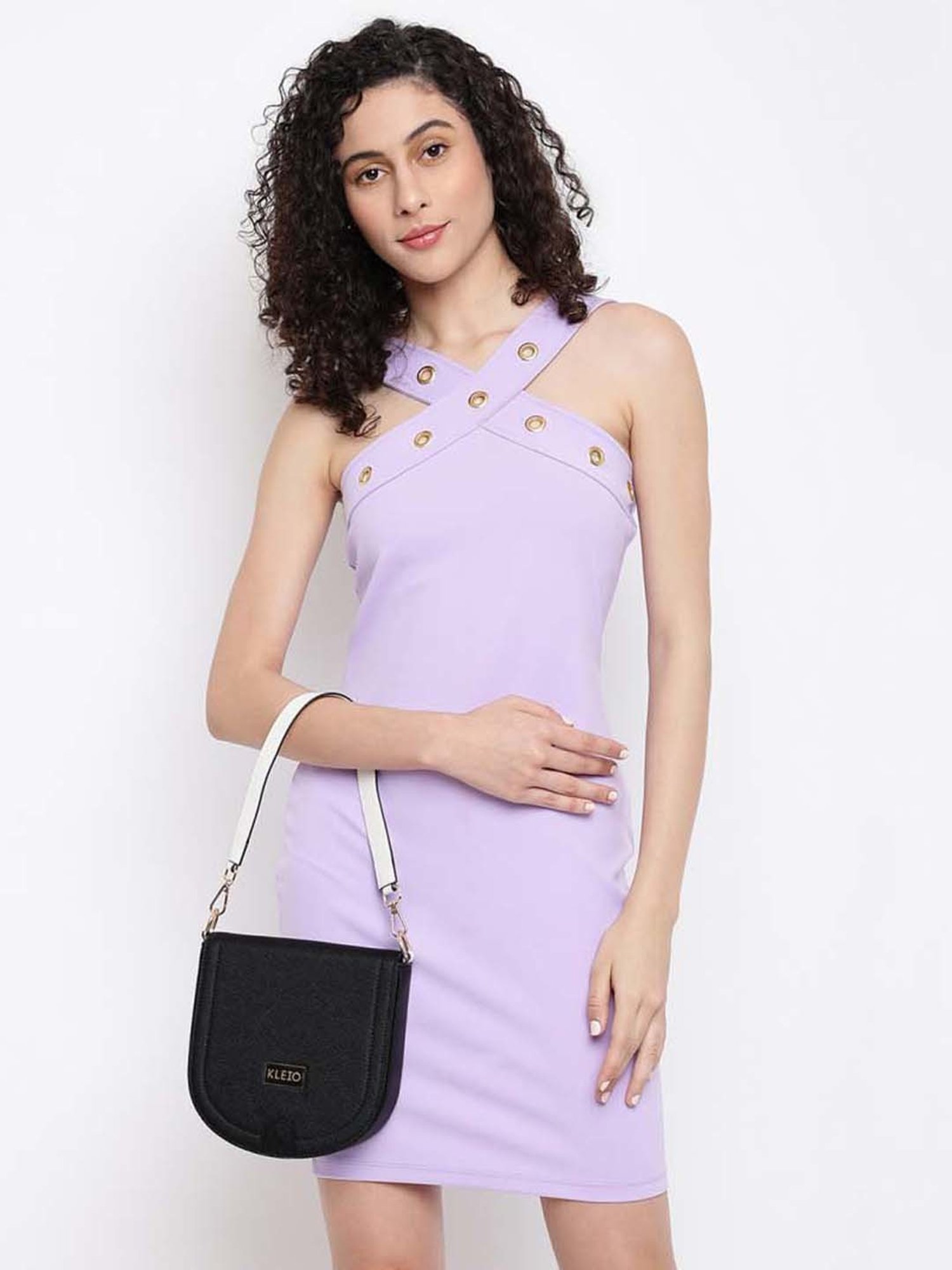 KLEIO Black Solid Small Sling Handbag