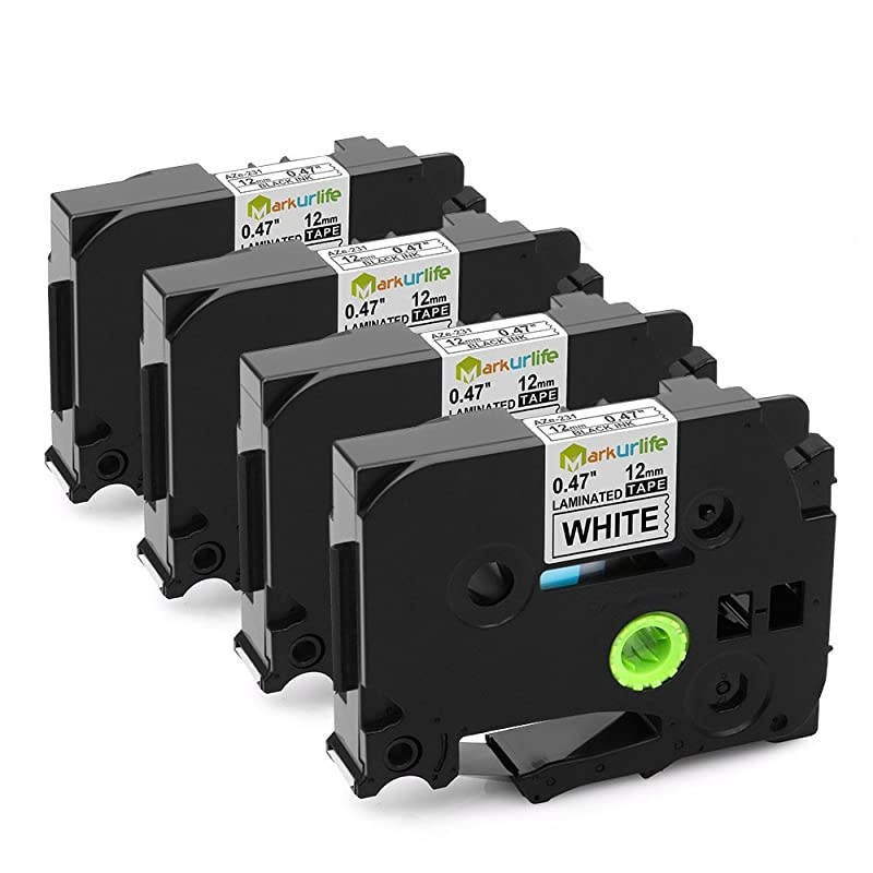Replace Ptouch Tape 12mm 047 White TZe231 TZ231 Black on White 12 Inch Standard Laminated Label Tape 262 Feet for Brother Ptouch PT1880 PTD200 PT1750 PTD600 PTD210 4Pack by