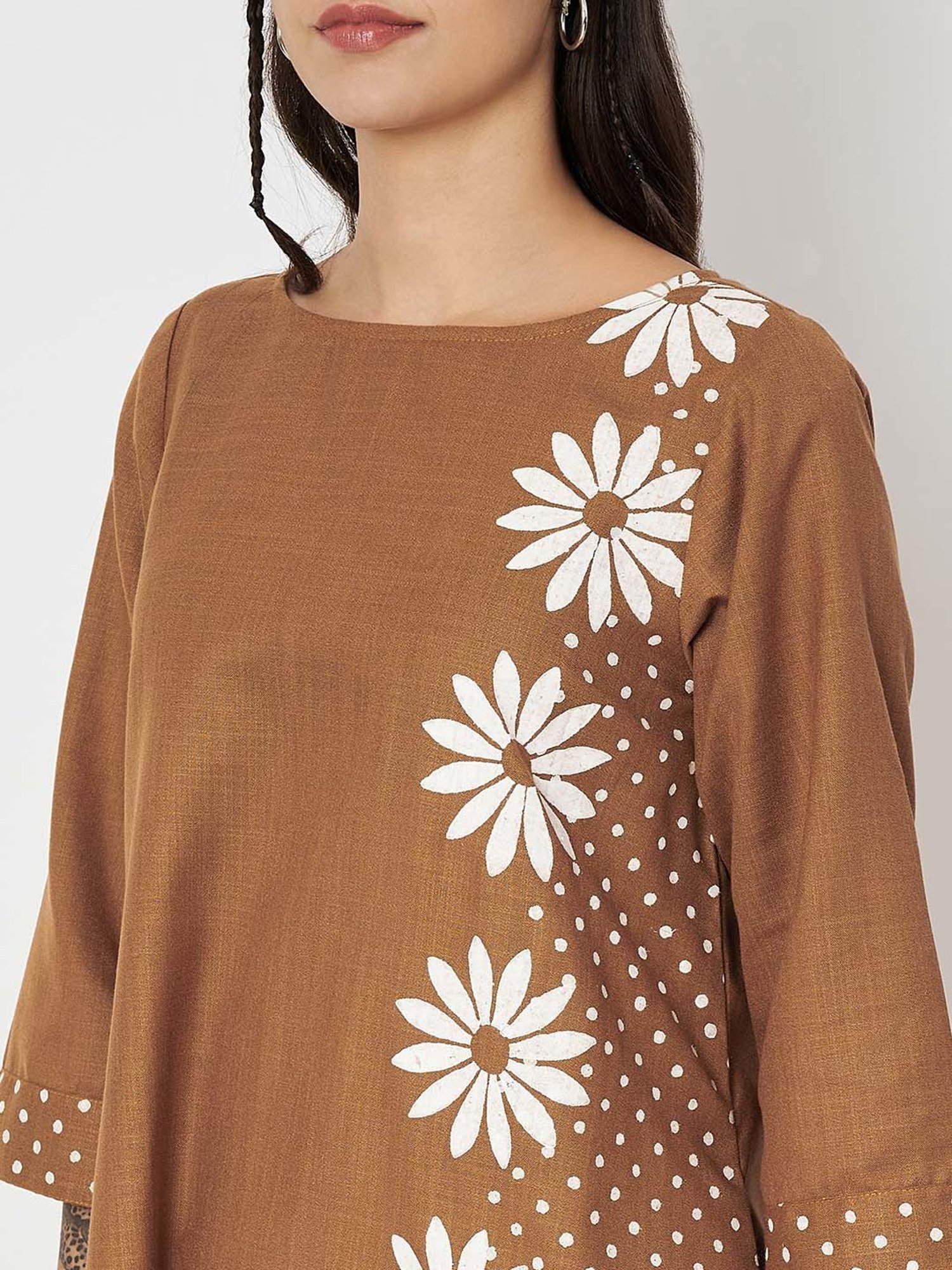 9rasa Mustard Printed A Line Ethnic Dress