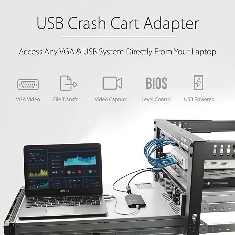com USB Crash Cart Adapter - File Transfer & Video - Portable Server Room Laptop to KVM Console Crash Cart (NOTECONS02)