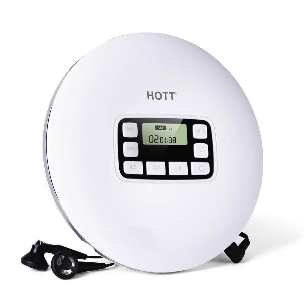 CD Player with Headphones, HOTT Personal CD Walkman Music Player with LCD Display, Skip Protection Shockproof Anti Scratch Function, Support CD, MP3 CD, CD-R, CD-RW Format - Black