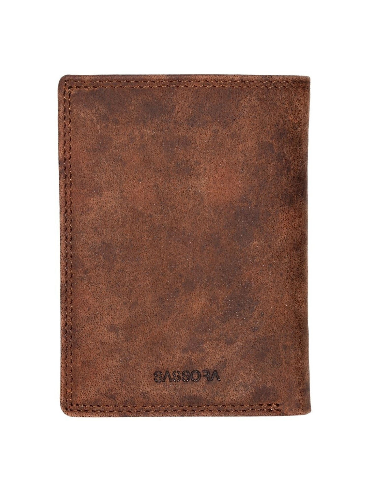 SASSORA ARLO Brown Leather Textured Bi-Fold Wallet