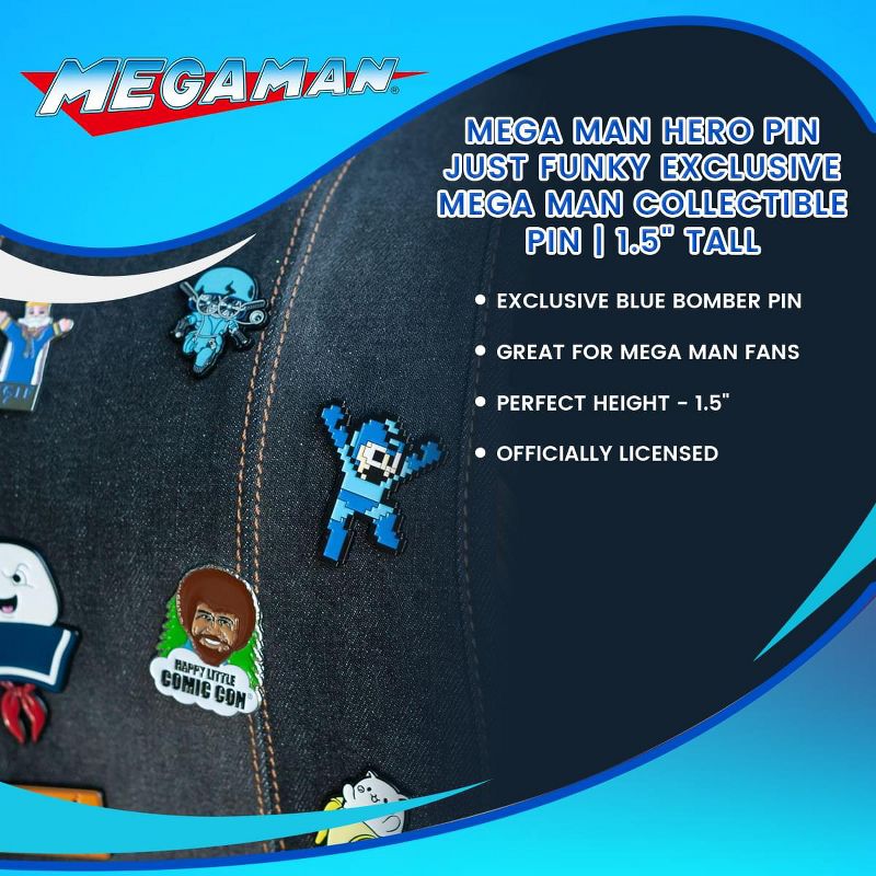 Just Funky Mega Man Hero Pin | Just Funky Exclusive Mega Man Collectible Pin | 1.5" Tall