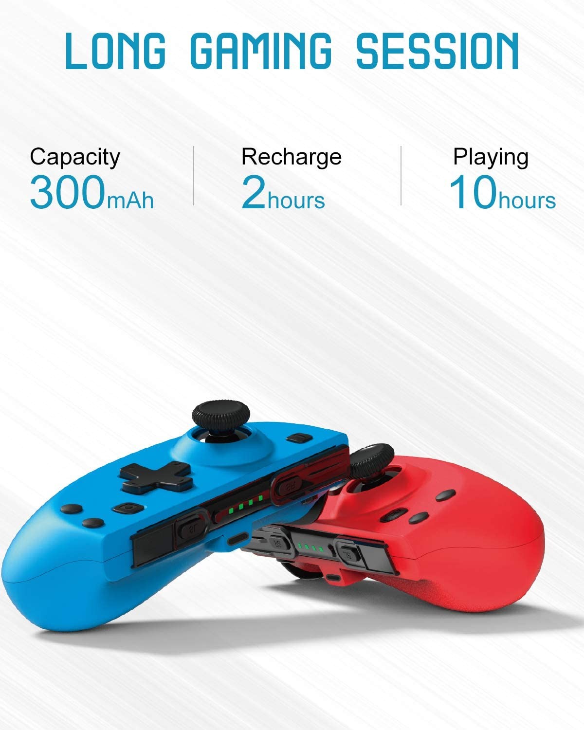 C25 Joy Pad Controller for Nintendo Switch, Replacement for Switch Joycon, Wired/Wireless Switch Controller, Programmable Macros, Turbo, Motion Control & Dual Vibration, Red and Blue with Grip