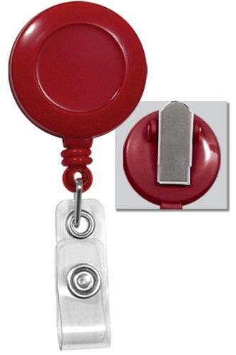 Red Round Badge Reel - Spring Clip - Clear Vinyl Strap (100pk)