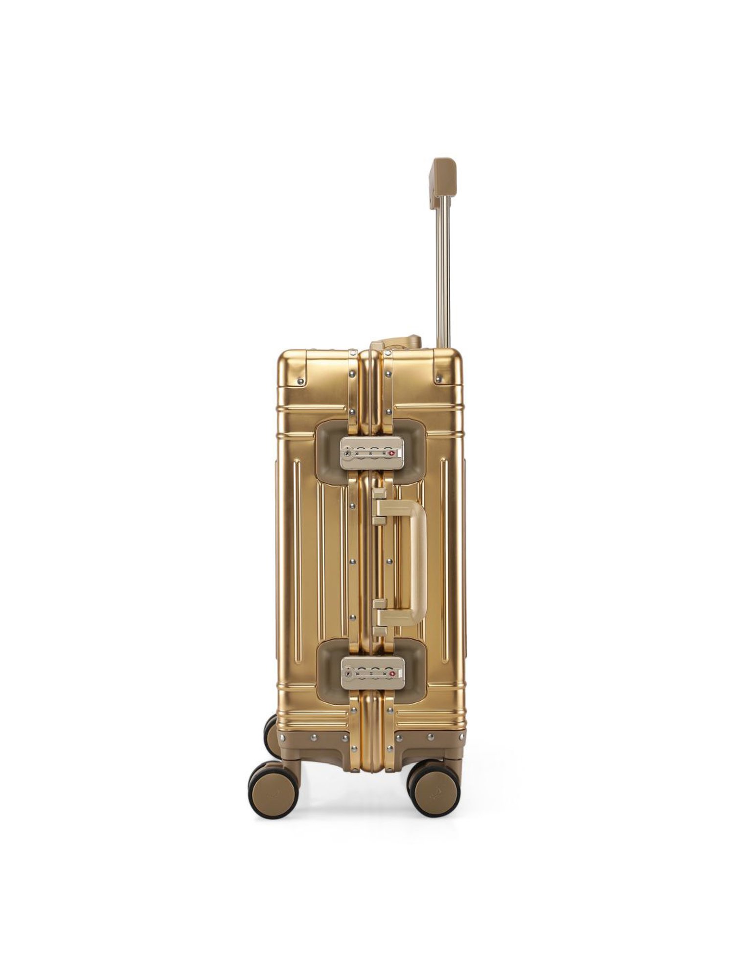 Perquisite Aluminium Trolly Champagne Gold Textured Hard Cabin Bag - 56 cm