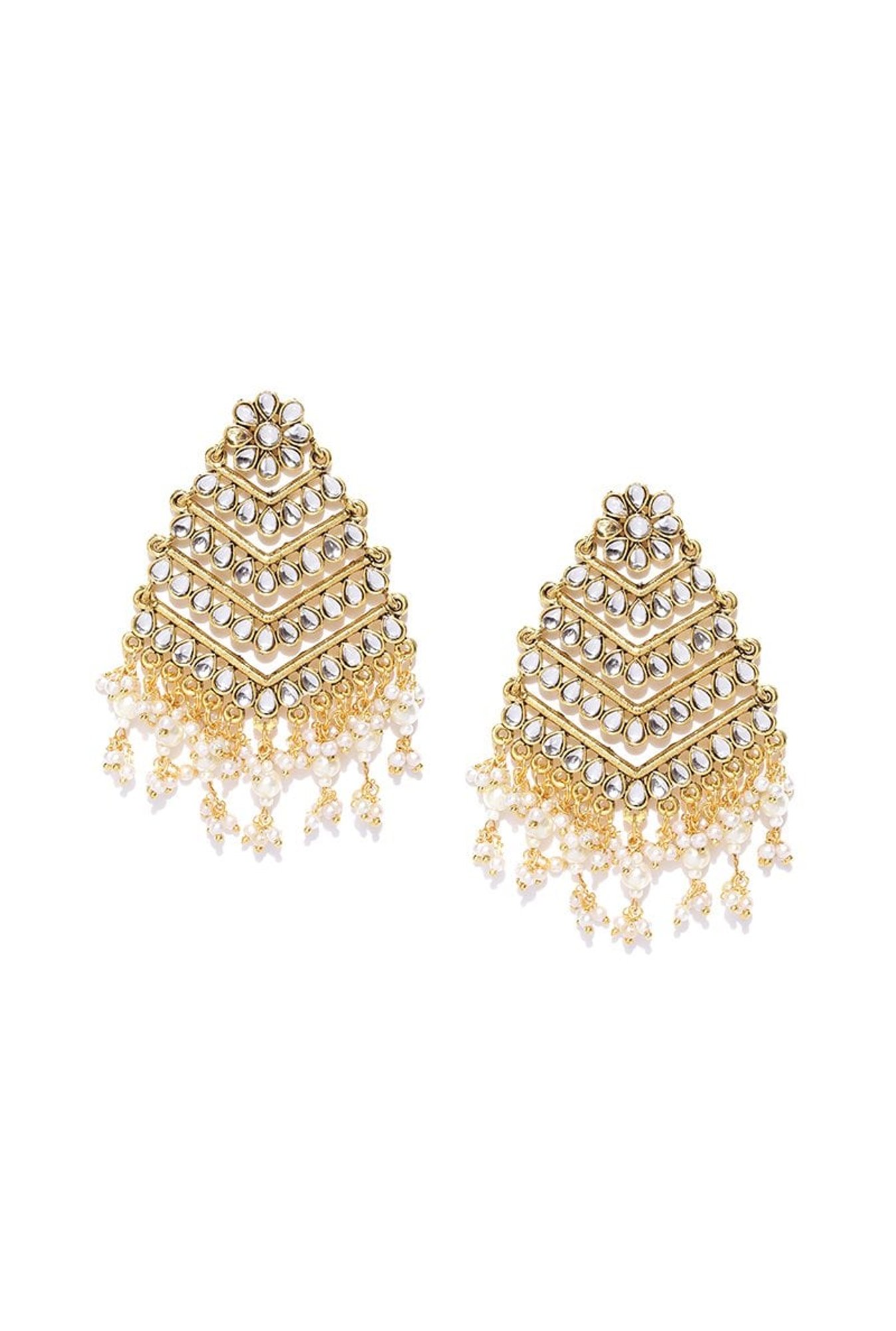 Panash Golden Alloy Dangler Earrings