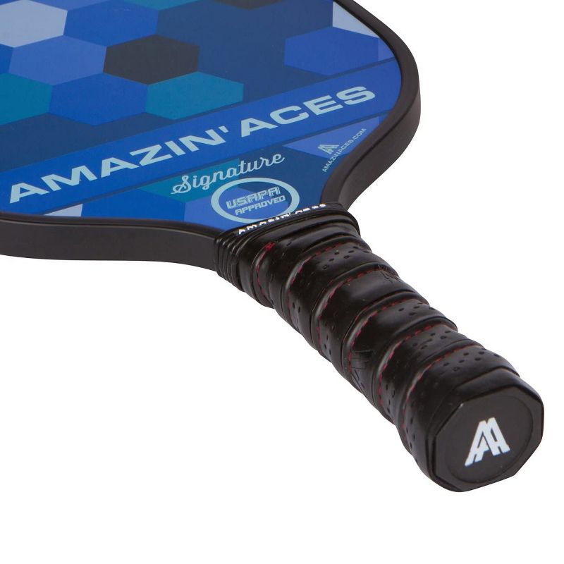 Amazin Aces Signature Pickleball Set with 2 Graphite Face Paddles, 4 Balls, Paddle Covers, and Carry Bag, Blue